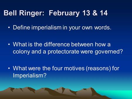Bell Ringer: February 13 & 14