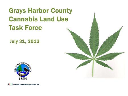 Grays Harbor County Cannabis Land Use Task Force July 31, 2013.