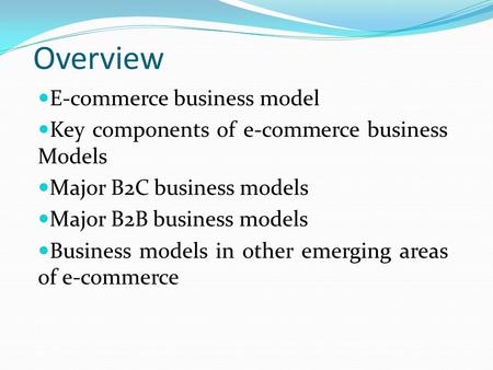Overview E-commerce business model