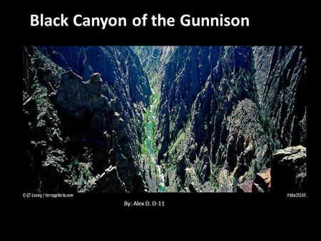 Black Canyon of the Gunnison By: Alex D. D-11. Black Canyon of the Gunnison National park is 32,985 acres.