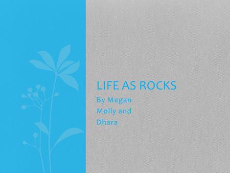 By Megan Molly and Dhara LIFE AS ROCKS. Igneous I am igneous rock and I was formed I was soon being transformed into a metamorphic or sedimentary rock.