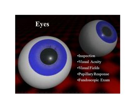 Eyes Inspection Visual Acuity Visual Fields Pupillary Response