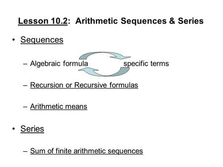 Lesson 10.2: Arithmetic Sequences & Series