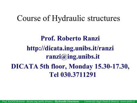 Course of Hydraulic structures
