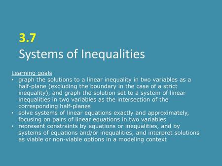 3.7 Systems of Inequalities