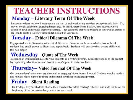 TEACHER INSTRUCTIONS Tuesday– Ethical Dilemma Of The Week