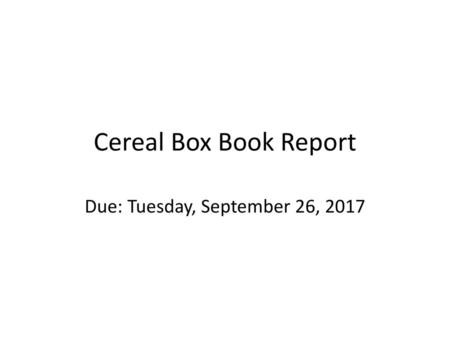 Due: Tuesday, September 26, 2017