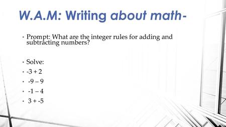 W.A.M: Writing about math-
