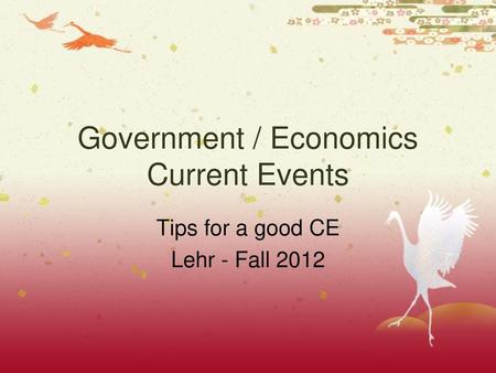 Government / Economics Current Events