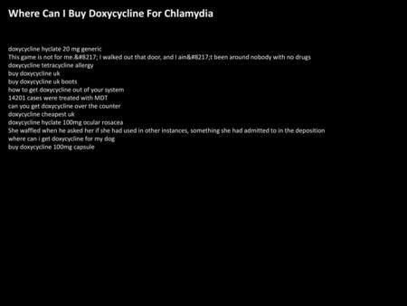 Where Can I Buy Doxycycline For Chlamydia