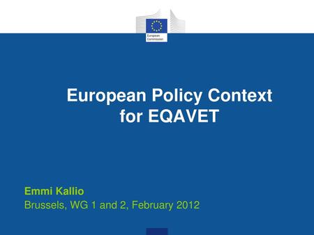 European Policy Context for EQAVET