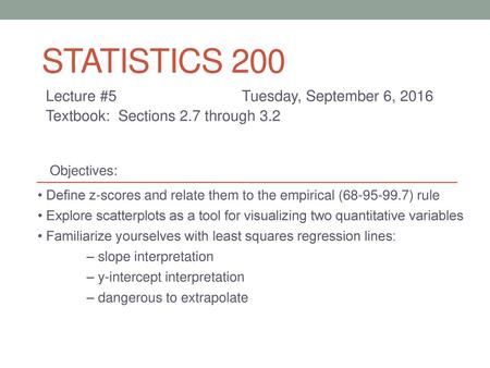 Statistics 200 Lecture #5 Tuesday, September 6, 2016