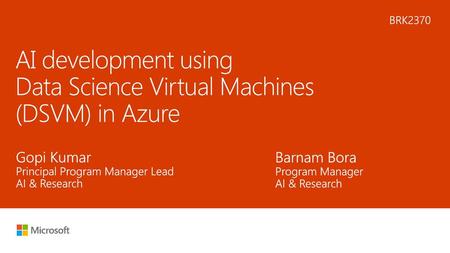 AI development using Data Science Virtual Machines (DSVM) in Azure