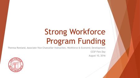 Strong Workforce Program Funding
