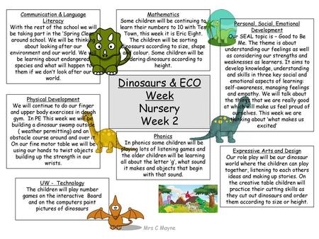 Dinosaurs & ECO Week Nursery Week 2