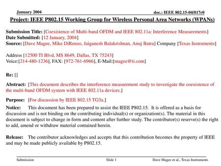 May 2003 doc.: IEEE /141r3 January 2004