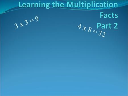 Learning the Multiplication Facts Part 2