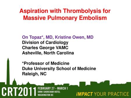 Aspiration with Thrombolysis for Massive Pulmonary Embolism