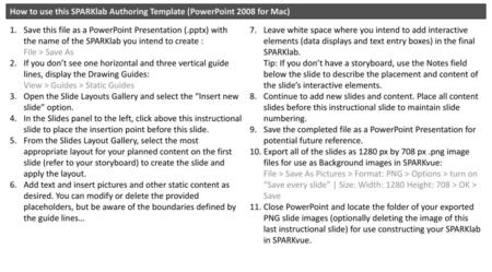 How to use this SPARKlab Authoring Template (PowerPoint 2008 for Mac)