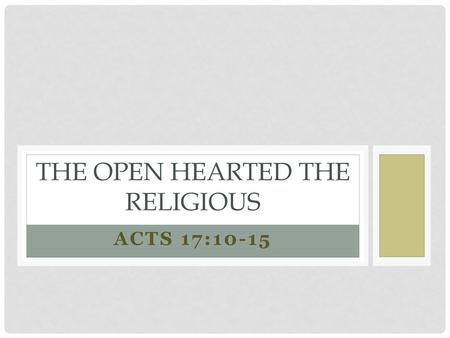 The Open Hearted the Religious