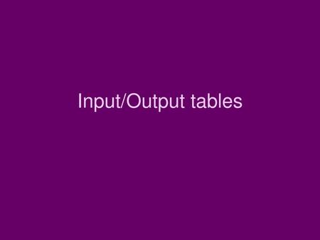 Input/Output tables.