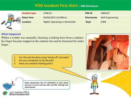 PDO Incident First Alert – MB Petroleum