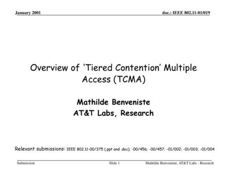 Overview of ‘Tiered Contention’ Multiple Access (TCMA)