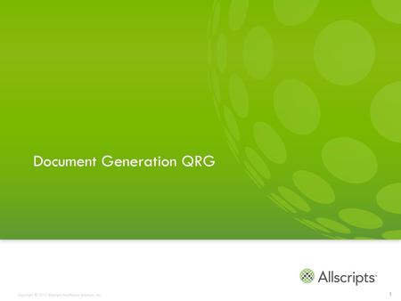 Document Generation QRG