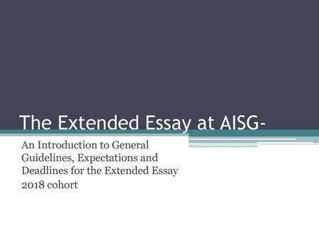 The Extended Essay at AISG-