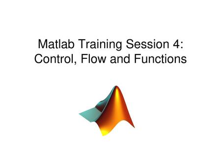 Matlab Training Session 4: Control, Flow and Functions