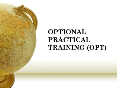 OPTIONAL PRACTICAL TRAINING (OPT)