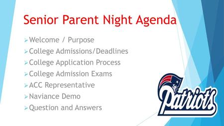 Senior Parent Night Agenda