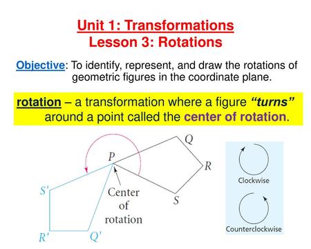 Unit 1: Transformations Lesson 3: Rotations
