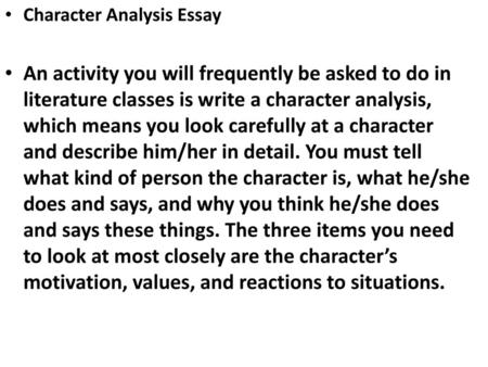 Character Analysis Essay