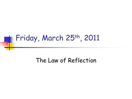 Friday, March 25th, 2011 The Law of Reflection.