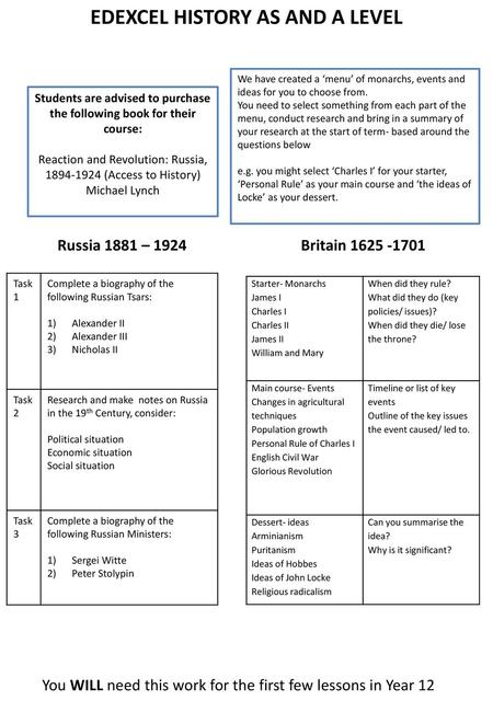 EDEXCEL HISTORY AS AND A LEVEL