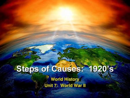 World History Unit 7: World War II
