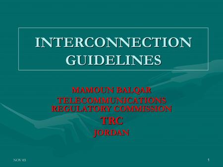 INTERCONNECTION GUIDELINES