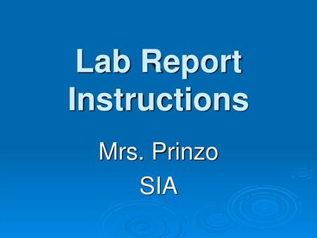 Lab Report Instructions
