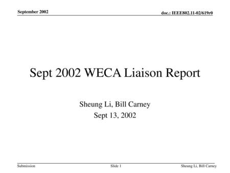 Sept 2002 WECA Liaison Report