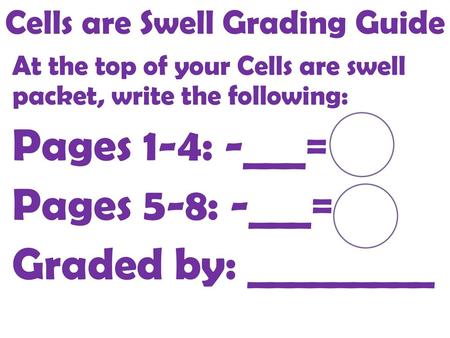 Cells are Swell Grading Guide