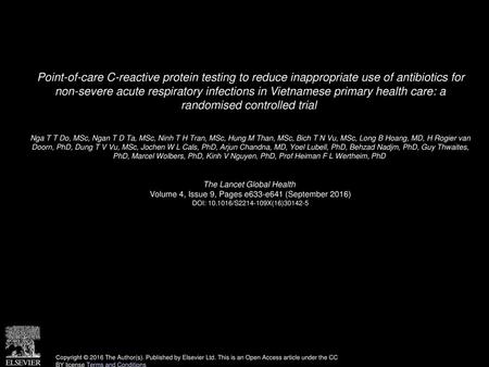 Point-of-care C-reactive protein testing to reduce inappropriate use of antibiotics for non-severe acute respiratory infections in Vietnamese primary.