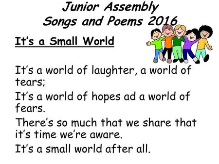 Junior Assembly Songs and Poems 2016