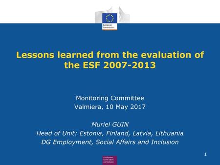 Lessons learned from the evaluation of the ESF