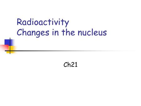 Radioactivity Changes in the nucleus