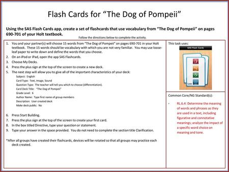 Flash Cards for “The Dog of Pompeii”