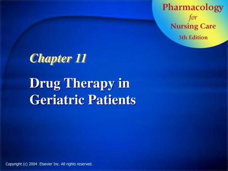 Drug Therapy in Geriatric Patients