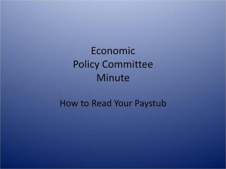 Economic Policy Committee Minute