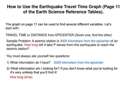 How to Use the Earthquake Travel Time Graph (Page 11