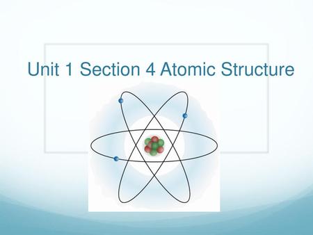 Unit 1 Section 4 Atomic Structure
